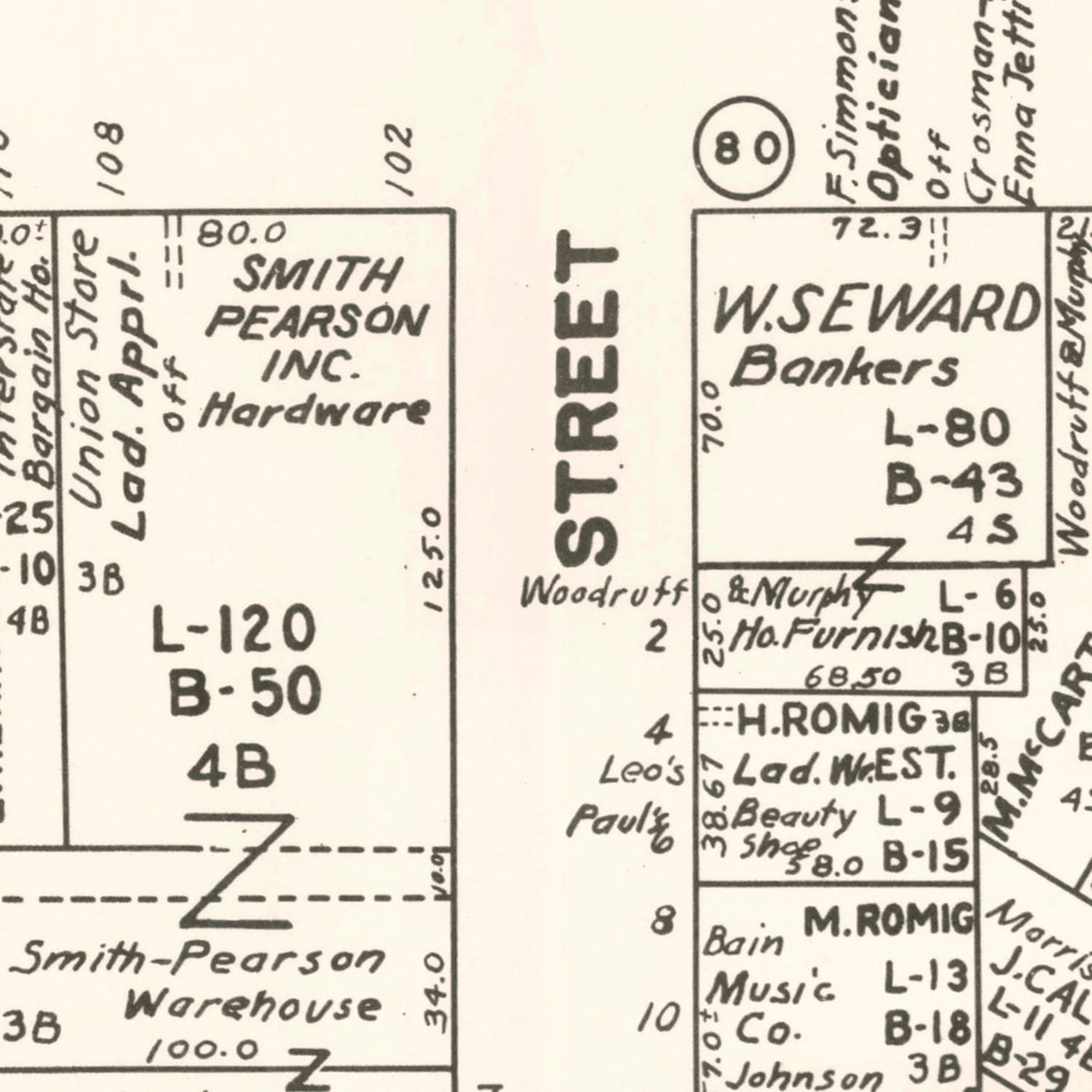 Restored historic details from the 1947 city map of Auburn, New York