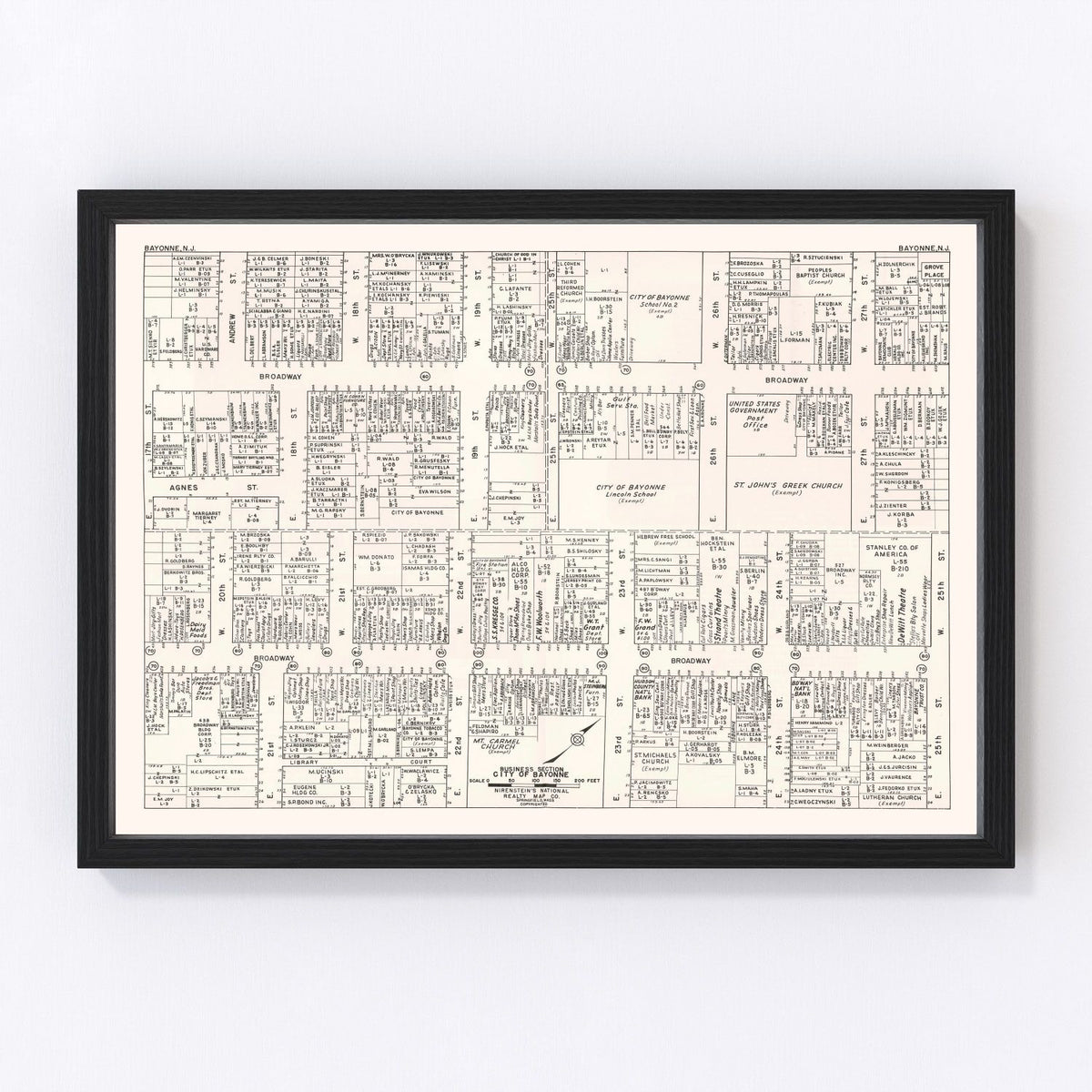 Bayonne Vintage Map 1947