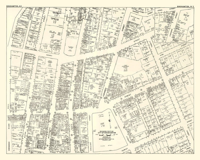 Size comparison using Vintage Map of Binghamton, NY Business Section 1947