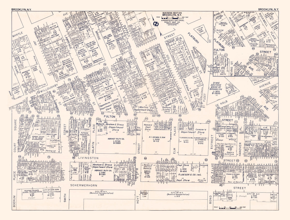 Preview of Vintage Map of Brooklyn, NY Business Section 1947