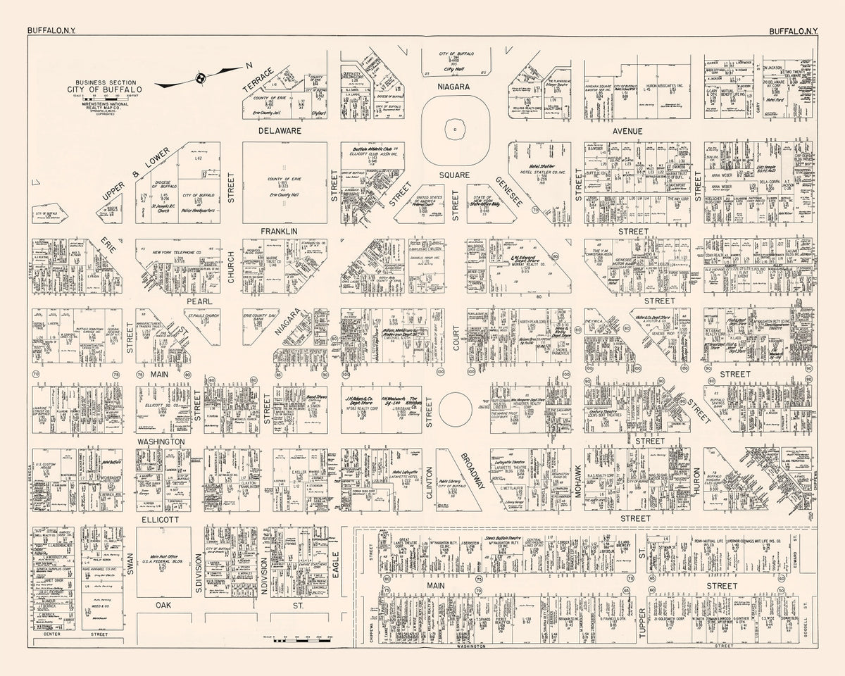 Preview of Vintage Map of Buffalo, NY Business Section 1947