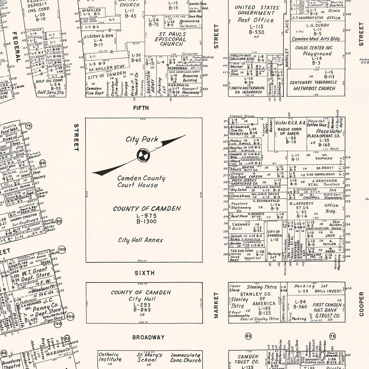 Restored historic details from the 1947 city map of Camden, New Jersey