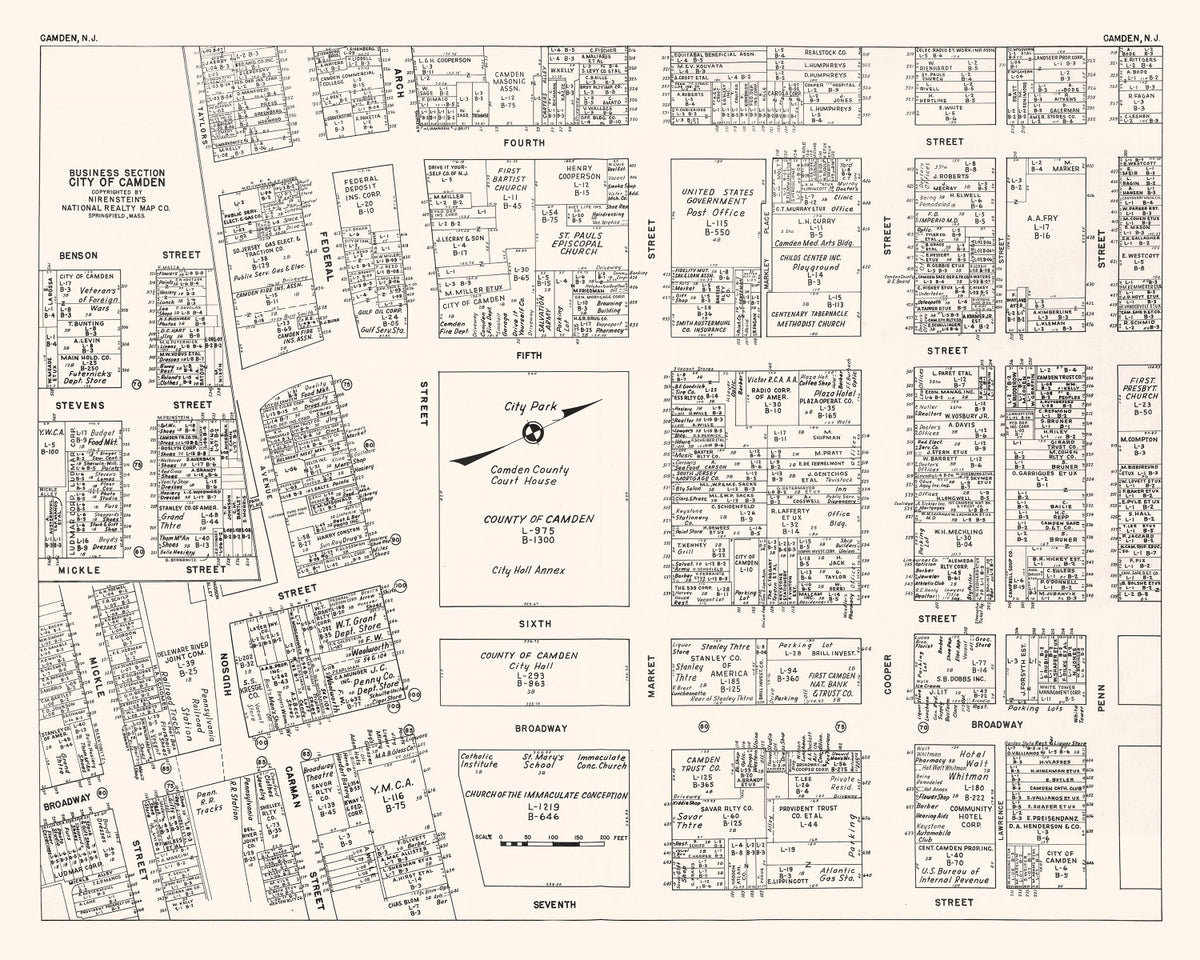 Preview of Vintage Map of Camden, NJ Business Section 1947
