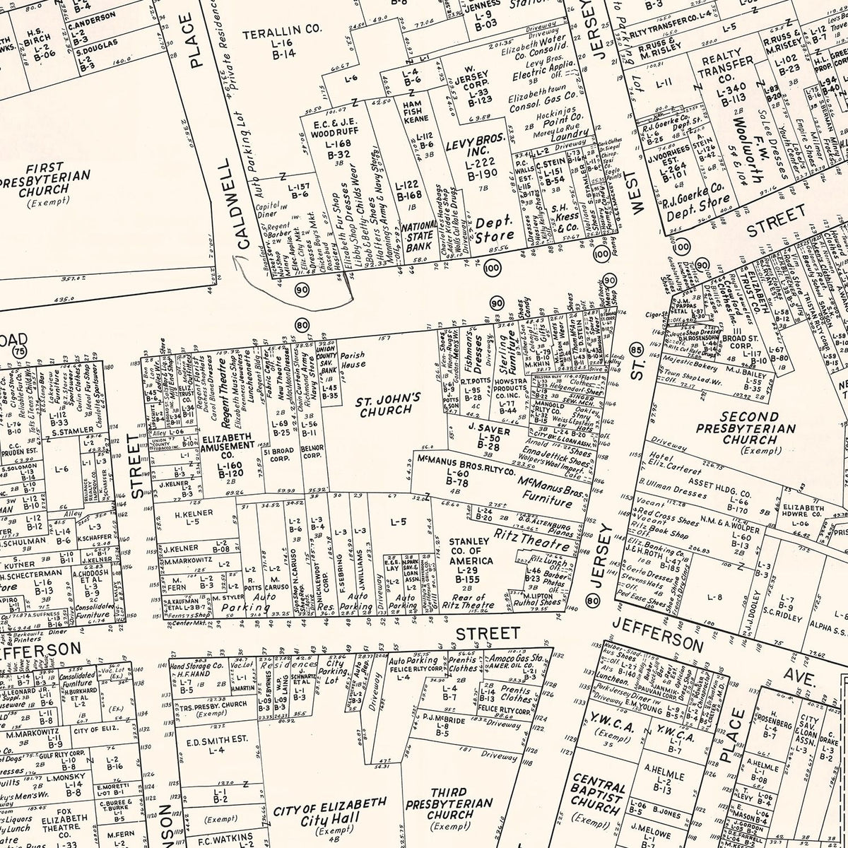Restored historic details from the 1947 city map of Elizabeth, New Jersey