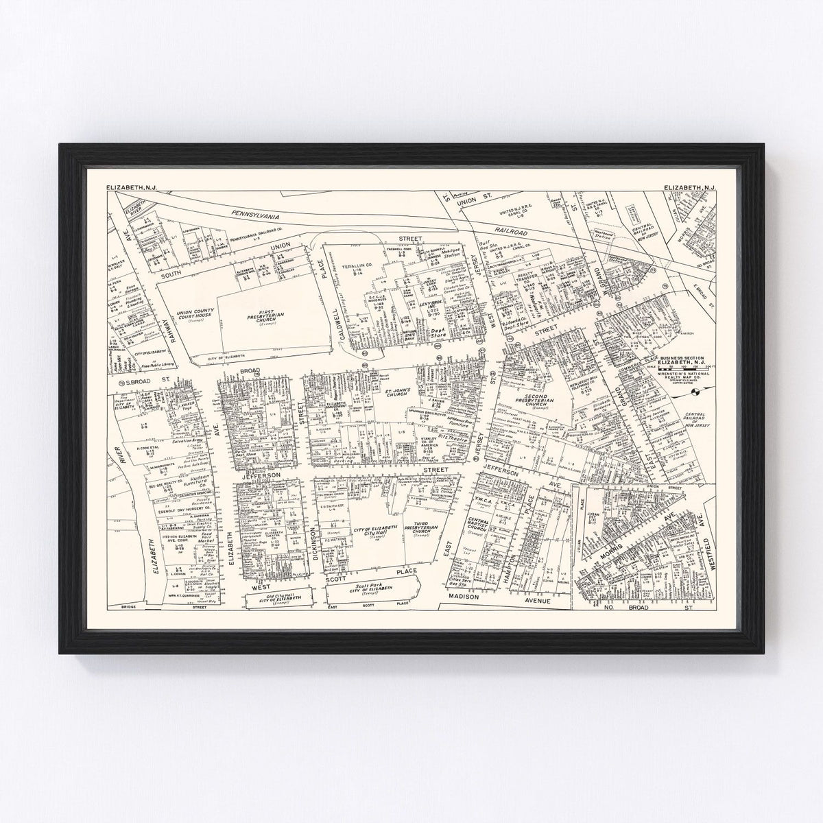 Elizabeth Vintage Map 1947