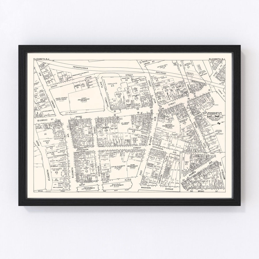 Elizabeth Vintage Map 1947