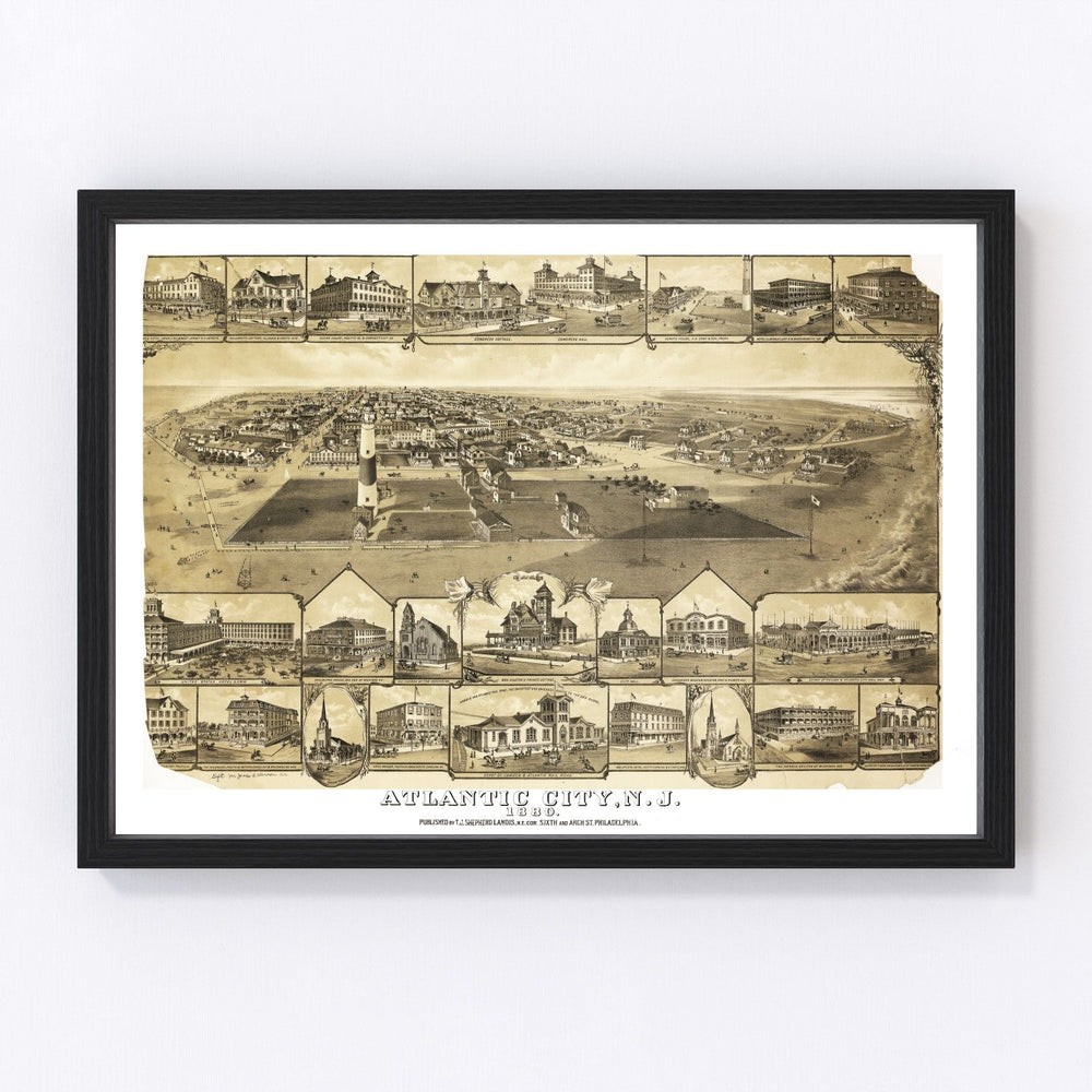 Atlantic City Vintage Map 1880