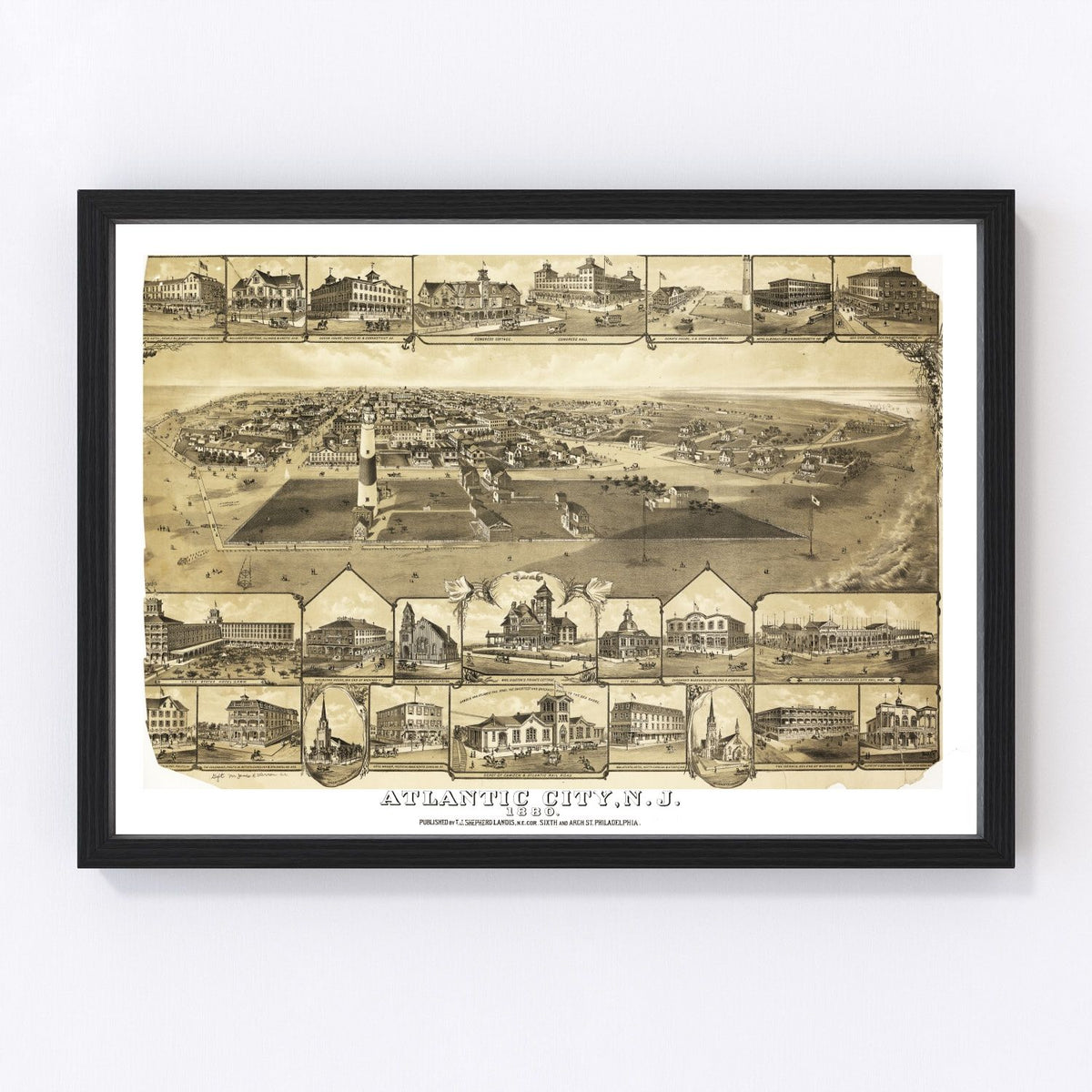 Atlantic City Vintage Map 1880