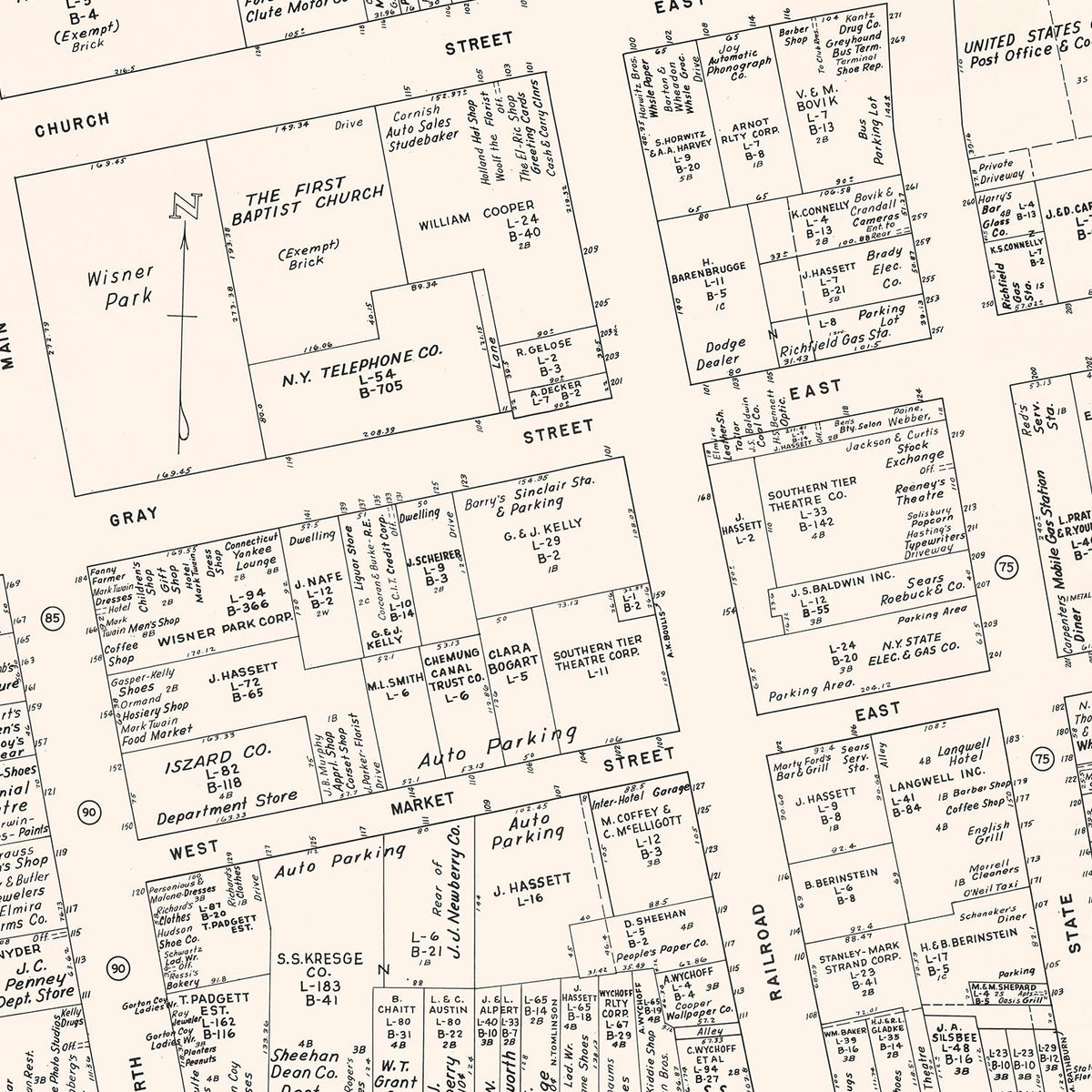 Restored historic details from the 1947 city map of Elmira, New Jersey