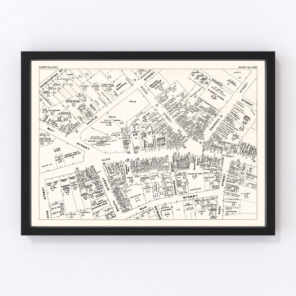 Glens Falls Vintage Map 1947