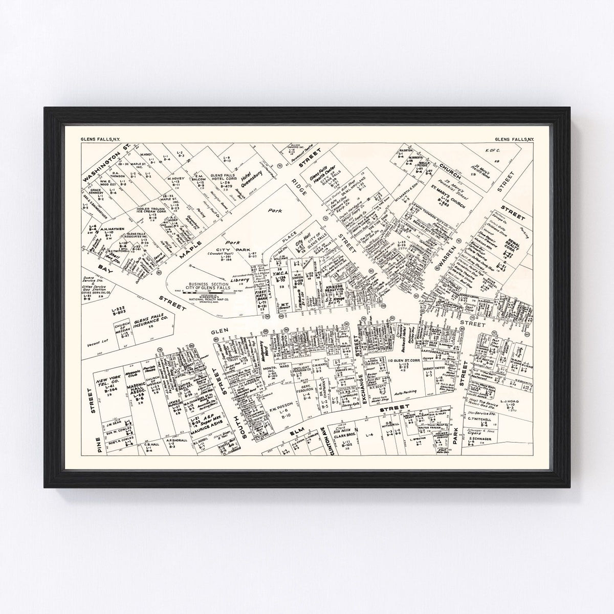 Glens Falls Vintage Map 1947