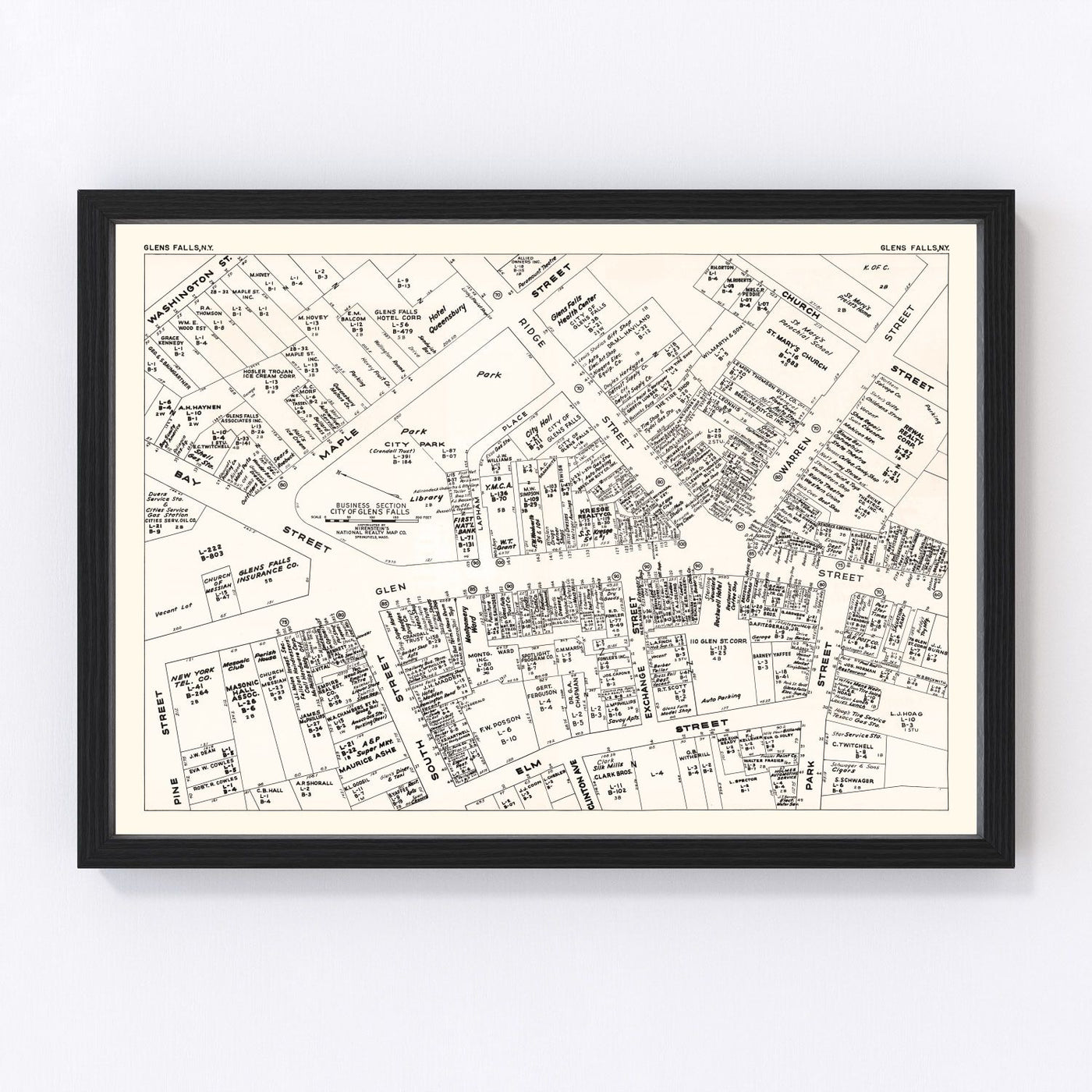 Glens Falls Vintage Map 1947