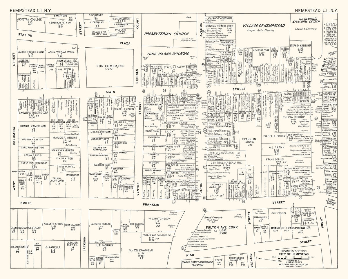 Preview of Vintage Map of Hempstead, NY Business Section 1947