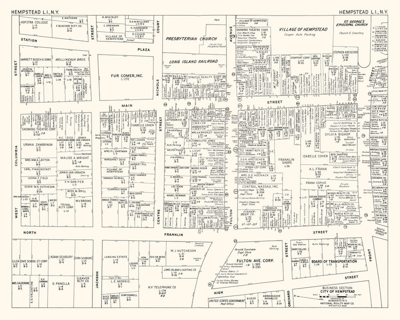 Size comparison using Vintage Map of Hempstead, NY Business Section 1947