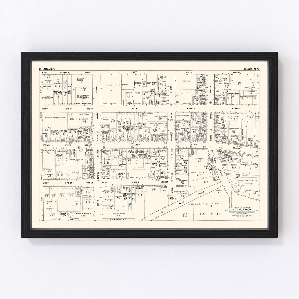 Ithaca Vintage Map 1947