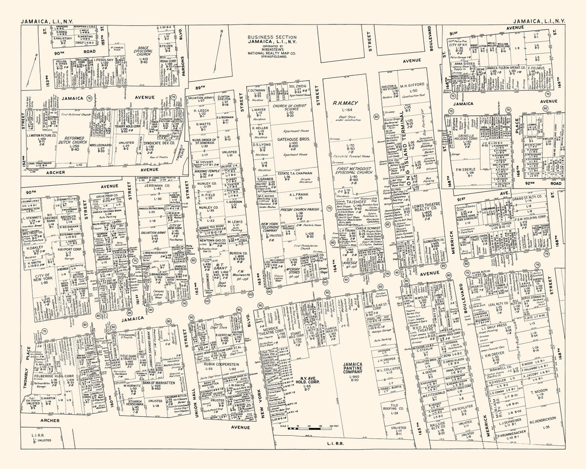 Preview of Vintage Map of Jamaica, NY Business Section 1947