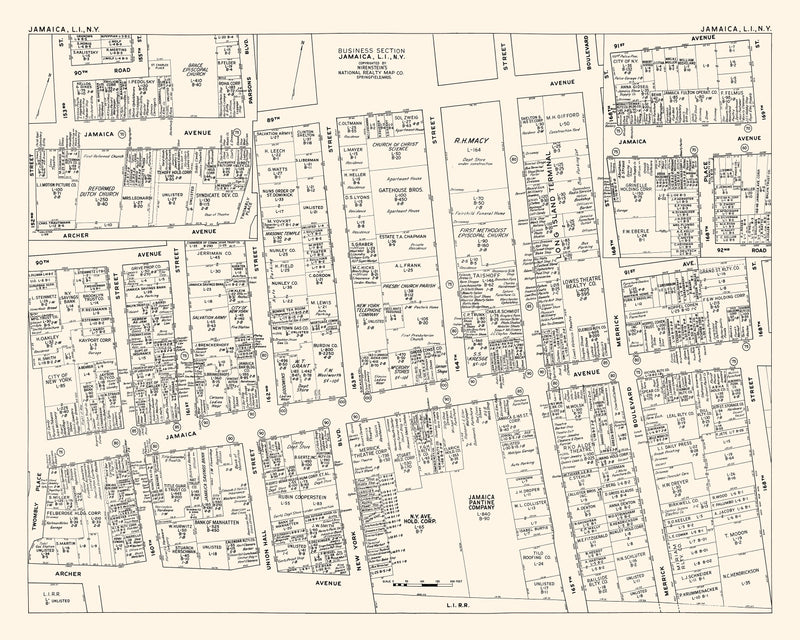 Size comparison using Vintage Map of Jamaica, NY Business Section 1947
