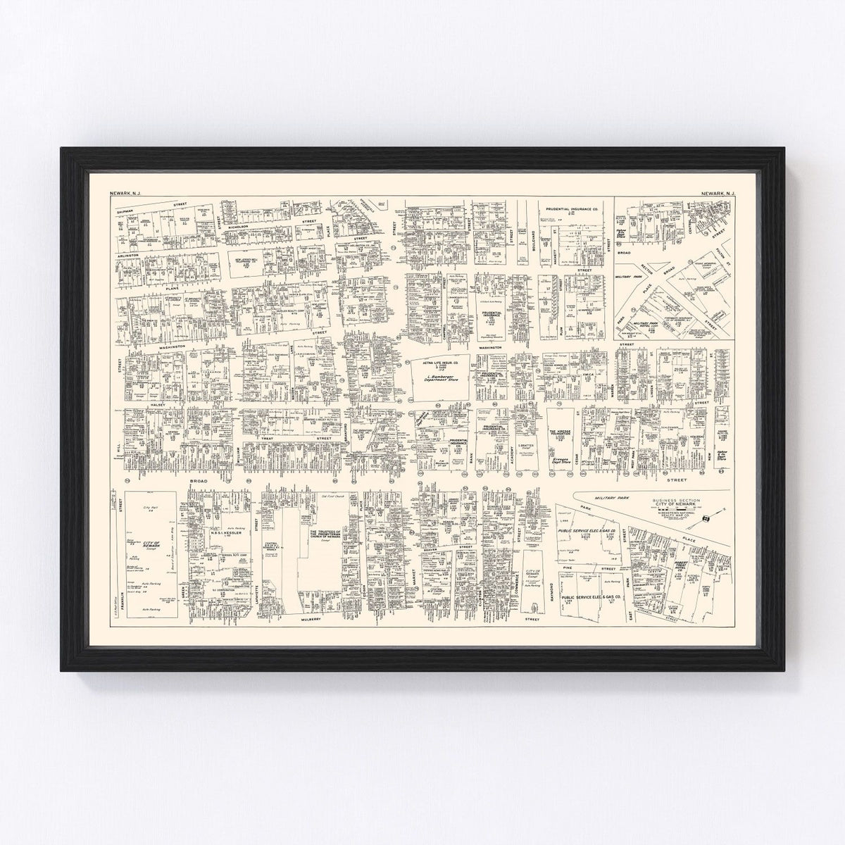 Newark Vintage Map 1947