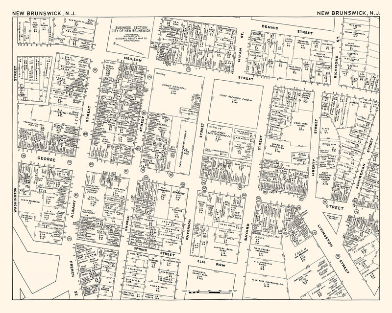 Size comparison using Vintage Map of New Brunswick, NJ Business Section 1947