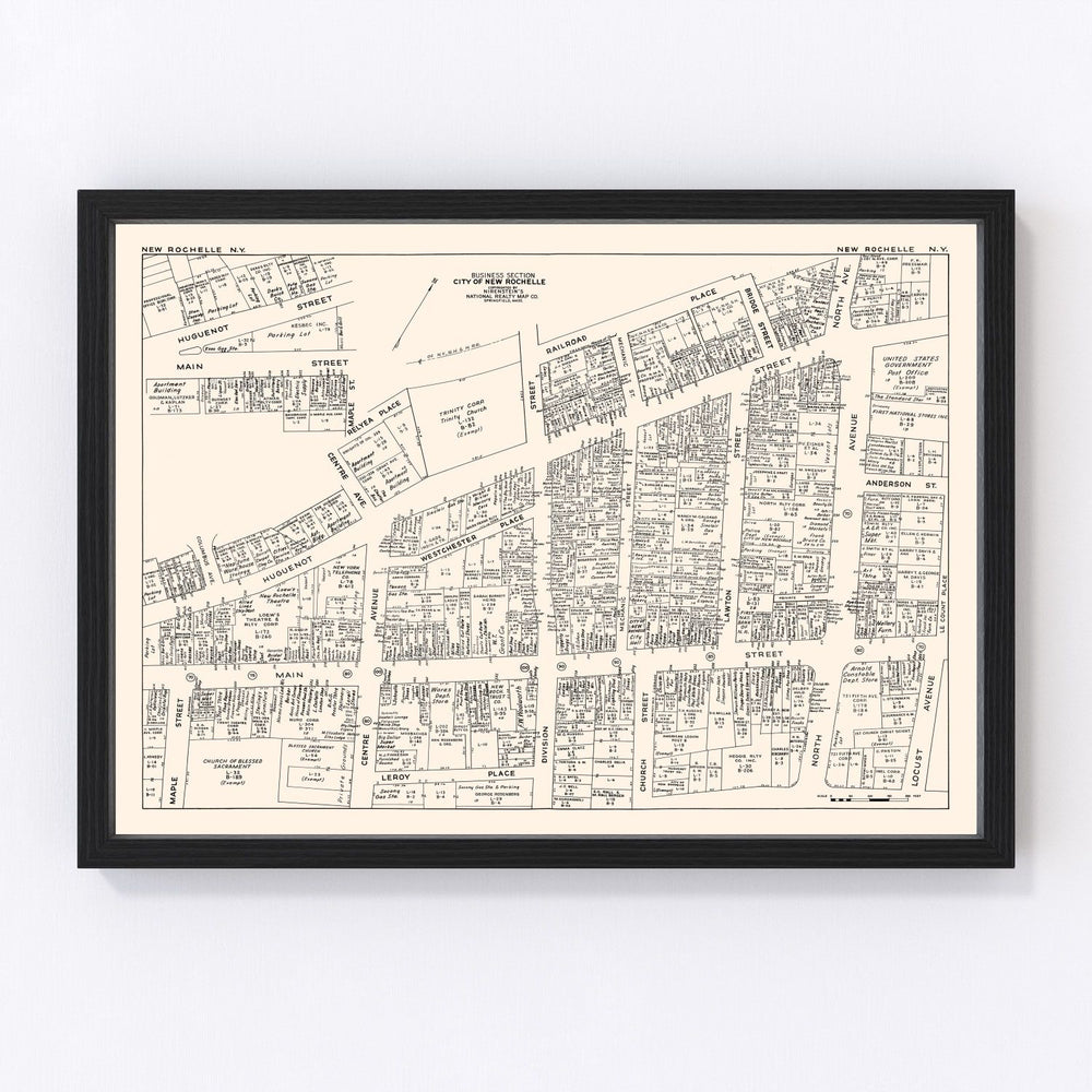 New Rochelle Vintage Map 1947