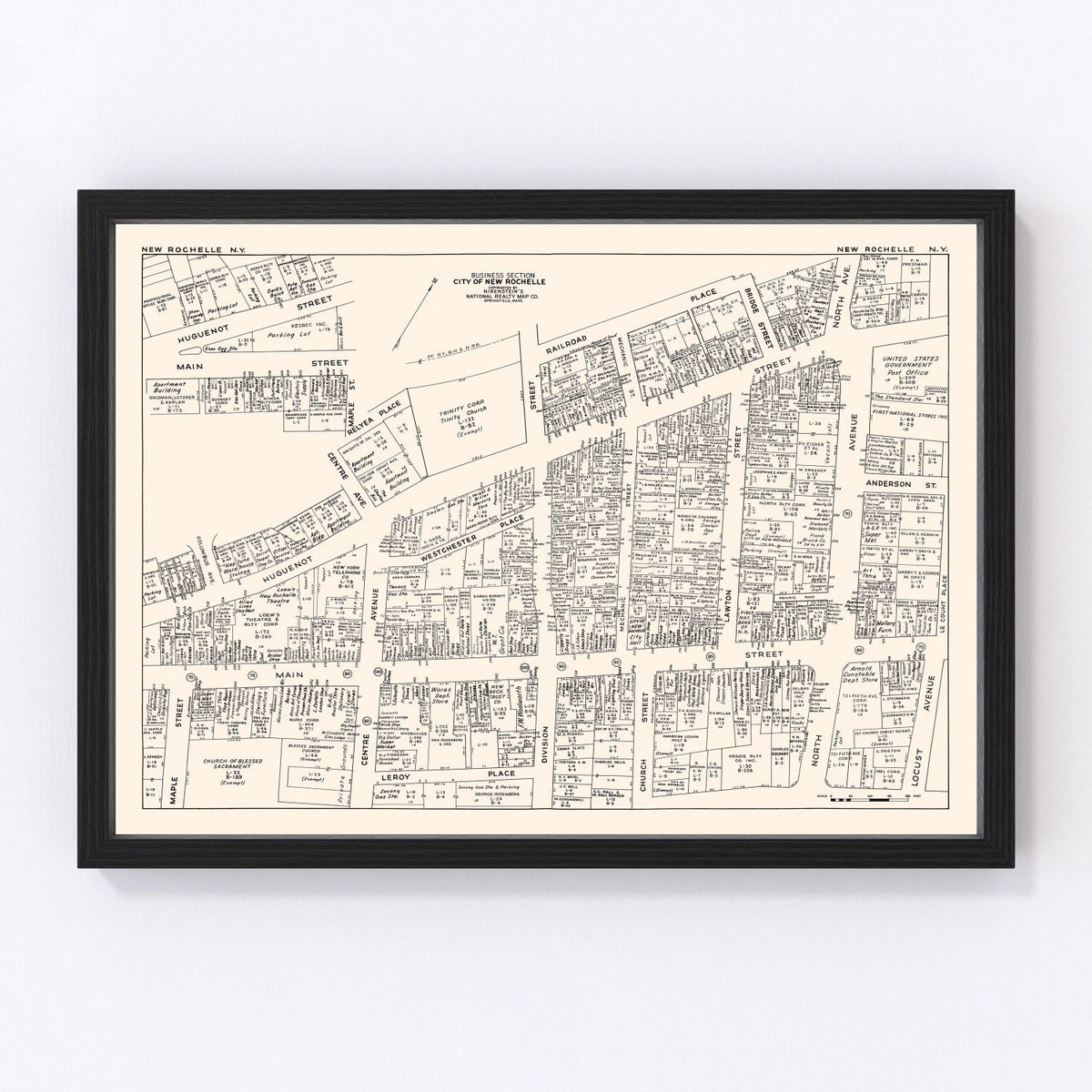 New Rochelle Vintage Map 1947