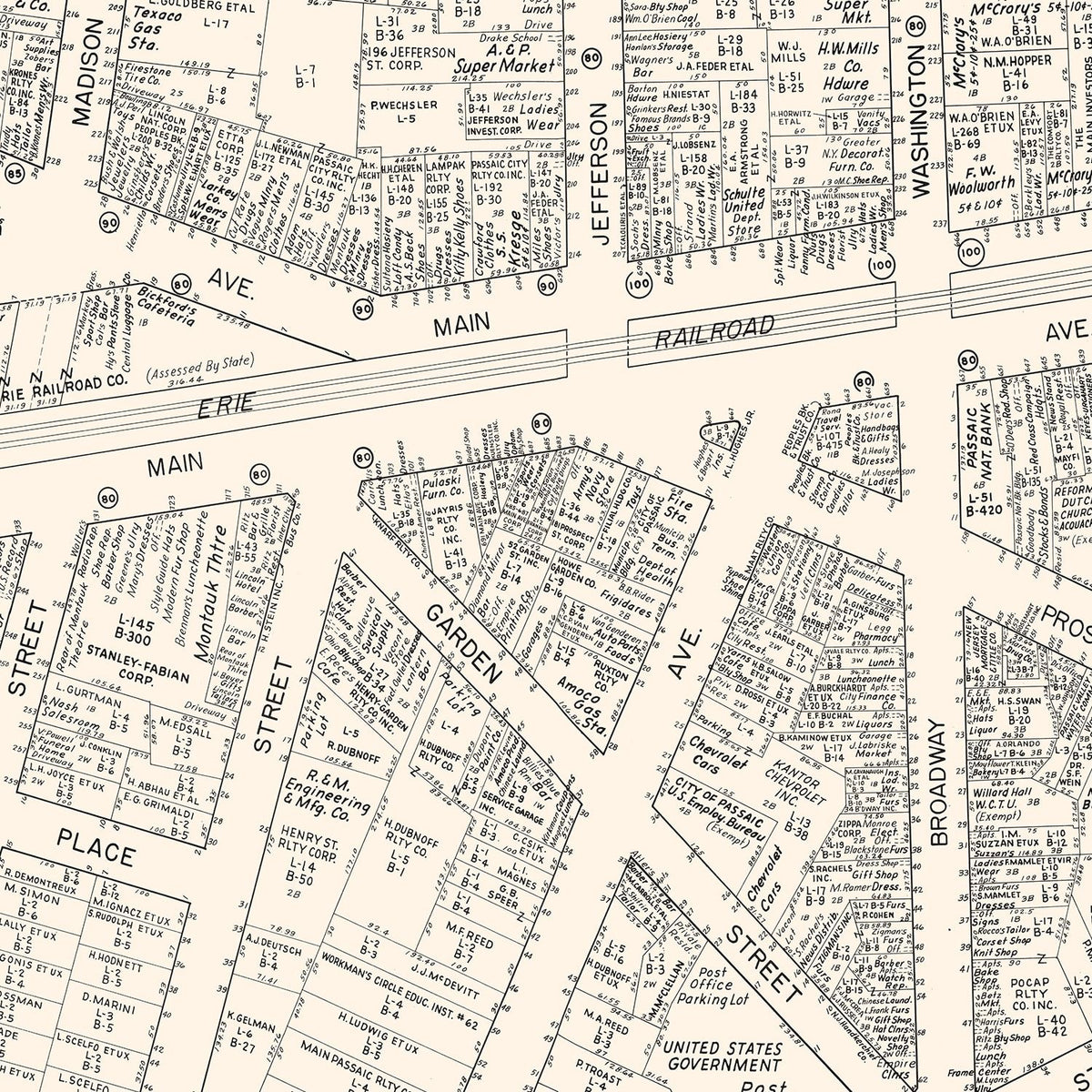 Restored historic details from the 1947 city map of Passaic, New Jersey