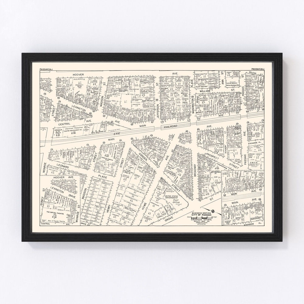 Passaic Vintage Map 1947