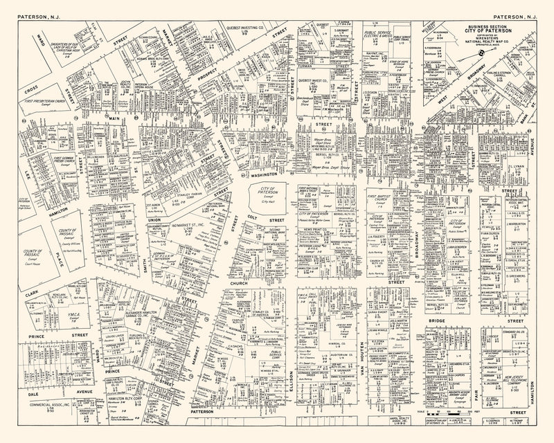 Size comparison using Vintage Map of Paterson, NJ Business Section 1947