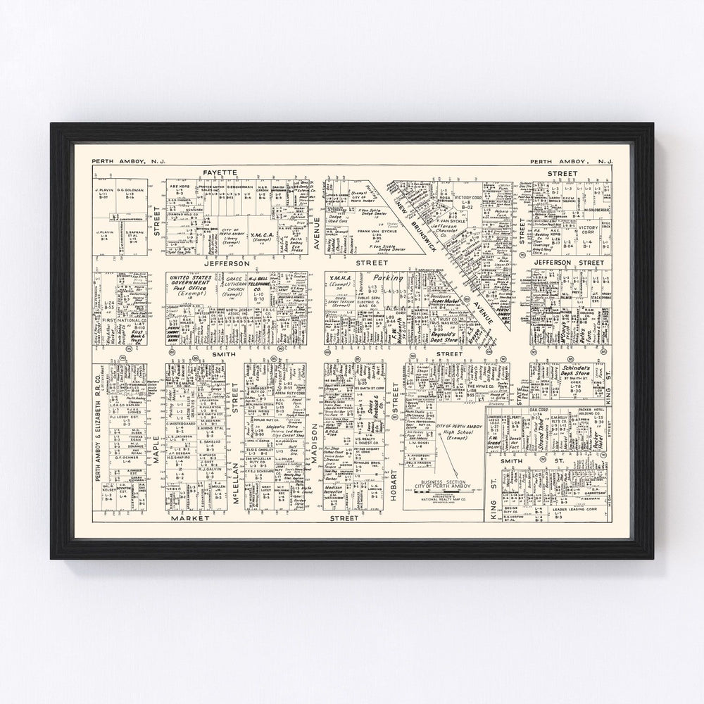 Perth Amboy Vintage Map 1947