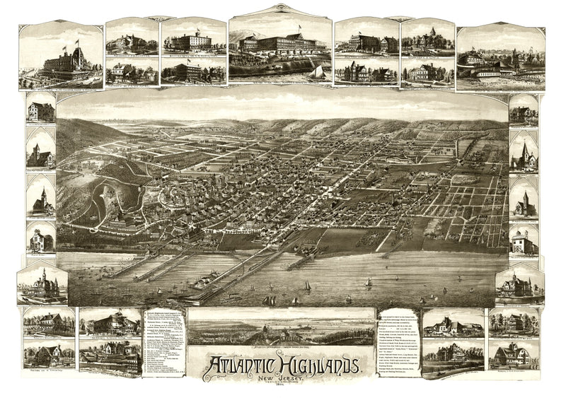 Size comparison using Vintage Map of Atlantic Highlands, New Jersey 1894