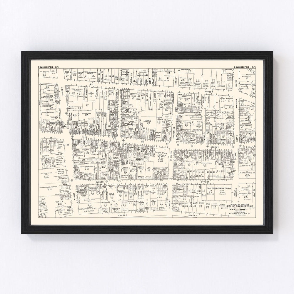 Poughkeepsie Vintage Map 1947