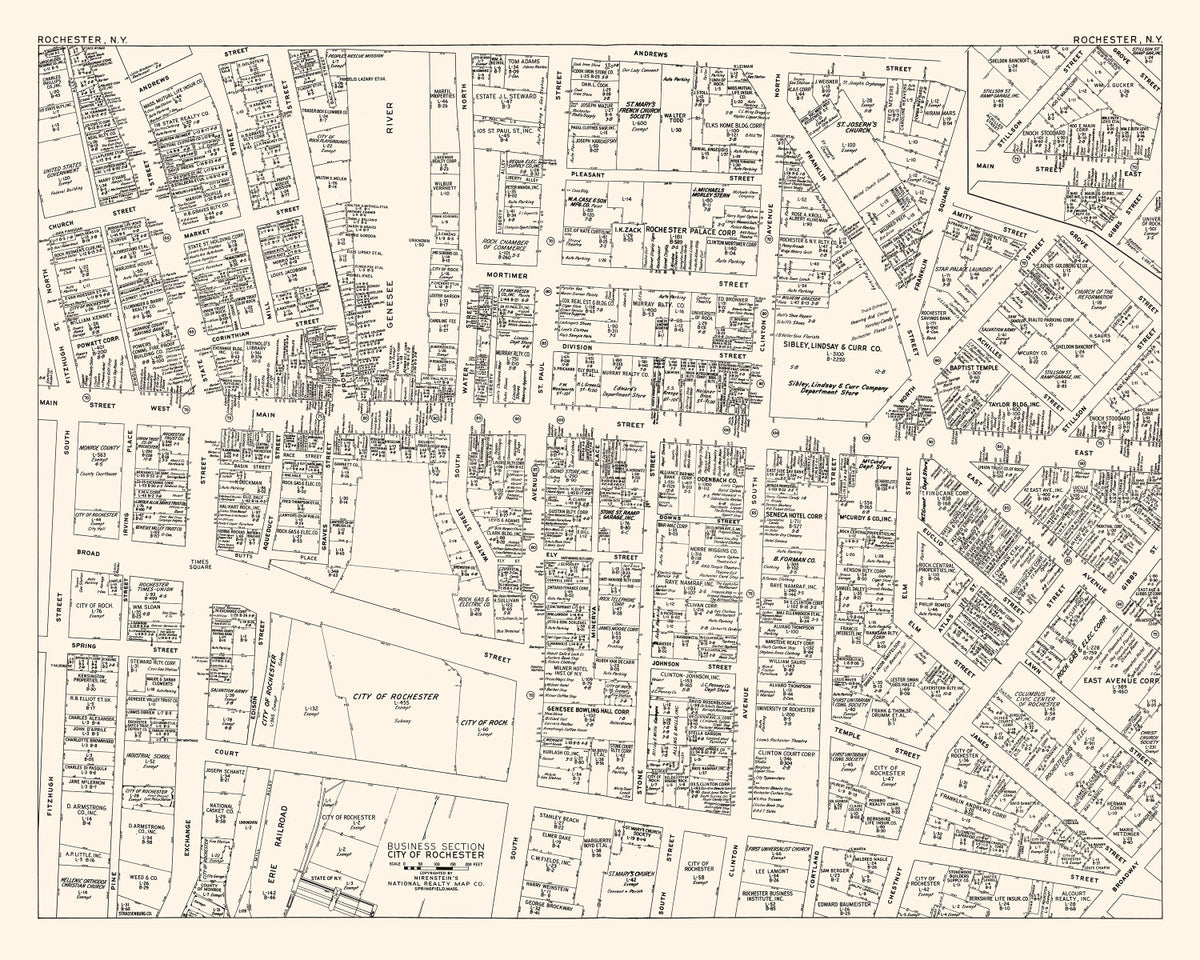 Preview of Vintage Map of Rochester, NY Business Section 1947