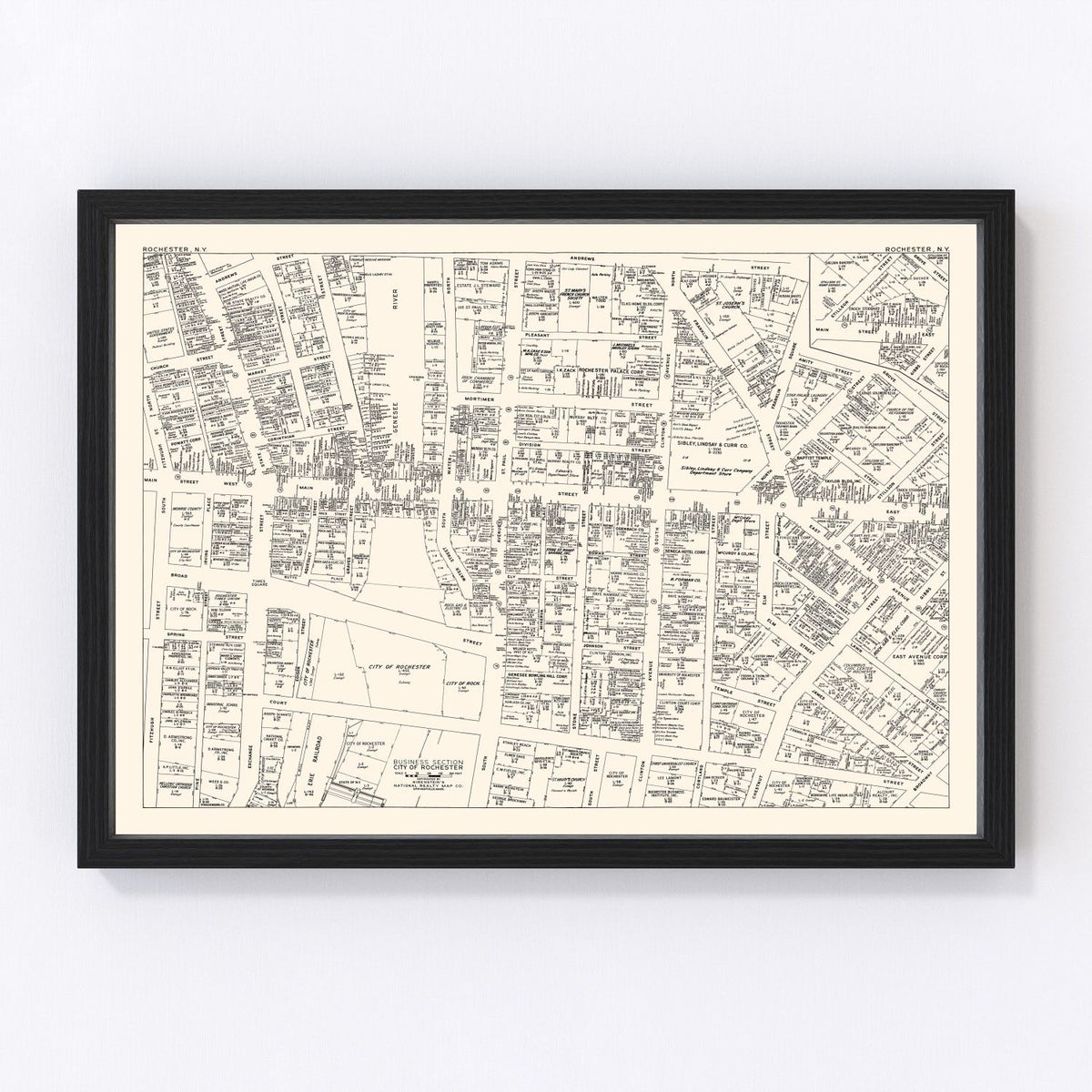 Rochester Vintage Map 1947