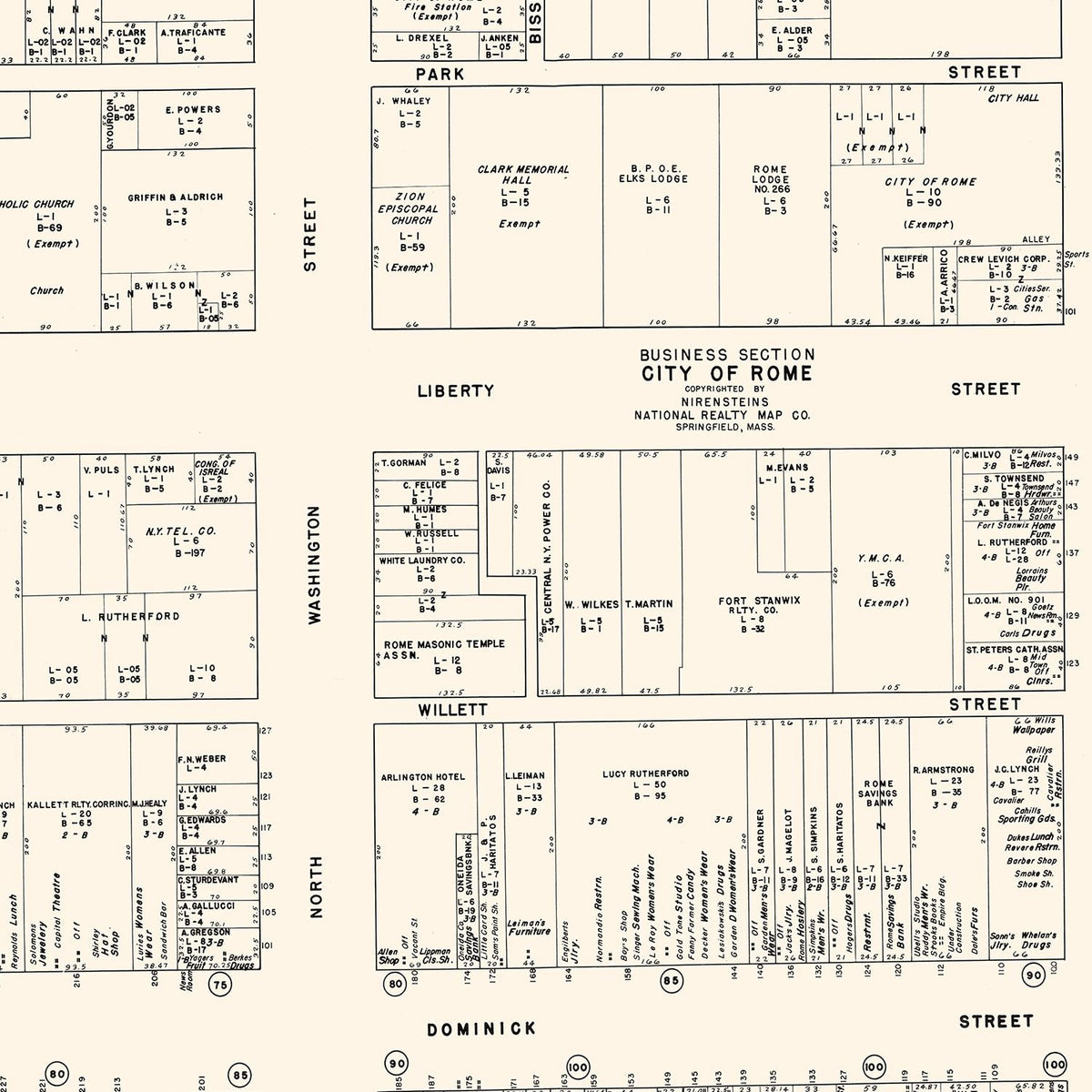 Restored historic details from the 1947 city map of Rome, New York
