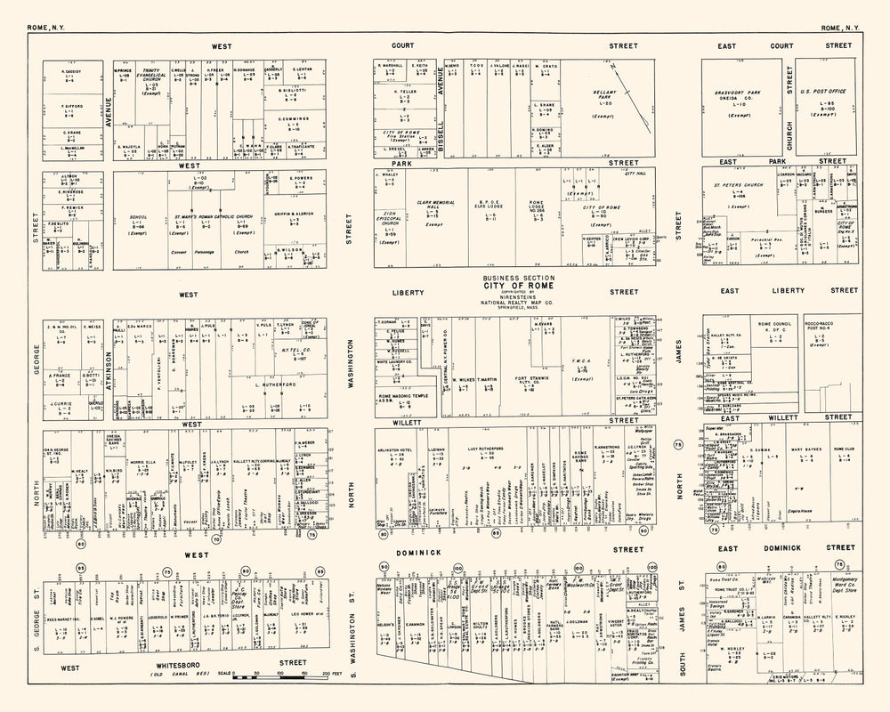 Vintage Map of Rome, NY Business Section 1947 print style example