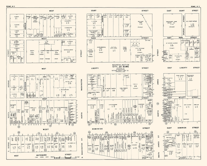 Size comparison using Vintage Map of Rome, NY Business Section 1947