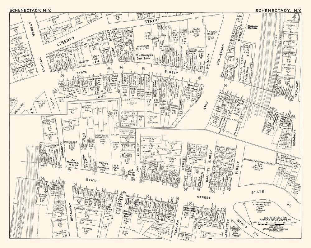 Vintage Map of Schenectady, NY Business Section 1947 print style example