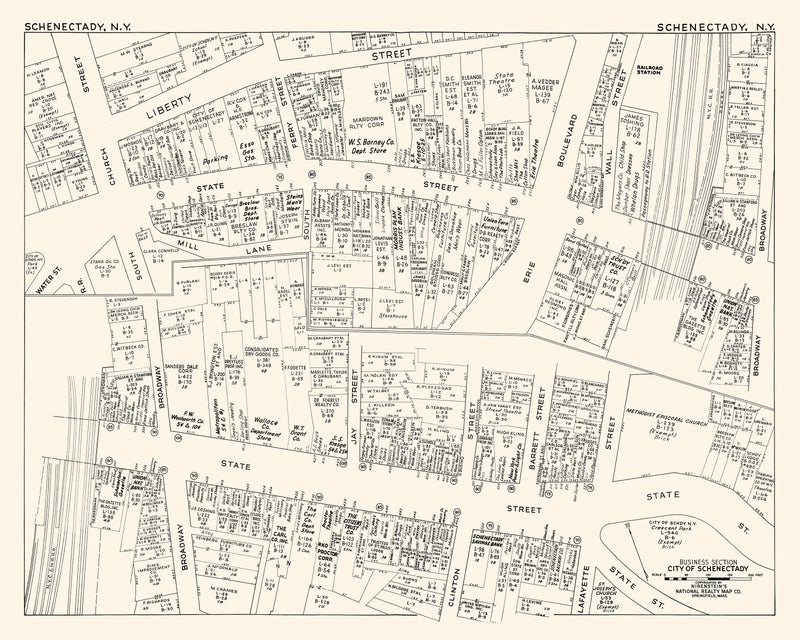 Size comparison using Vintage Map of Schenectady, NY Business Section 1947