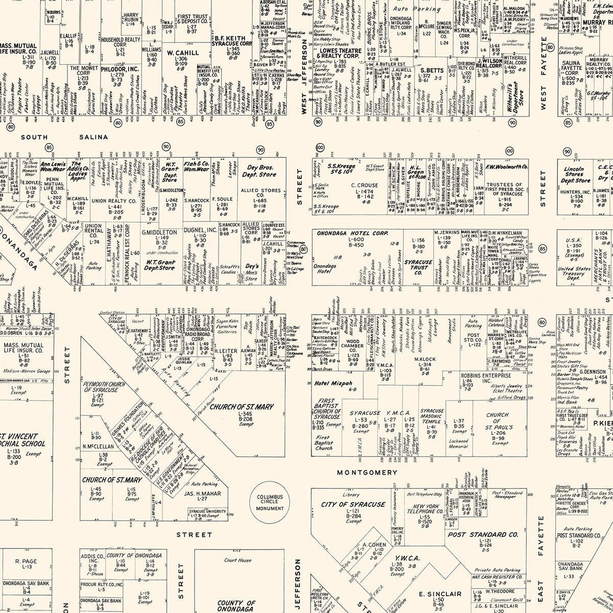 Restored historic details from the 1947 city map of Syracuse, New York
