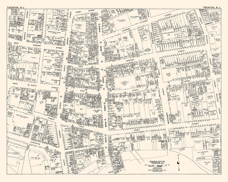 Size comparison using Vintage Map of Trenton, NJ Business Section 1947