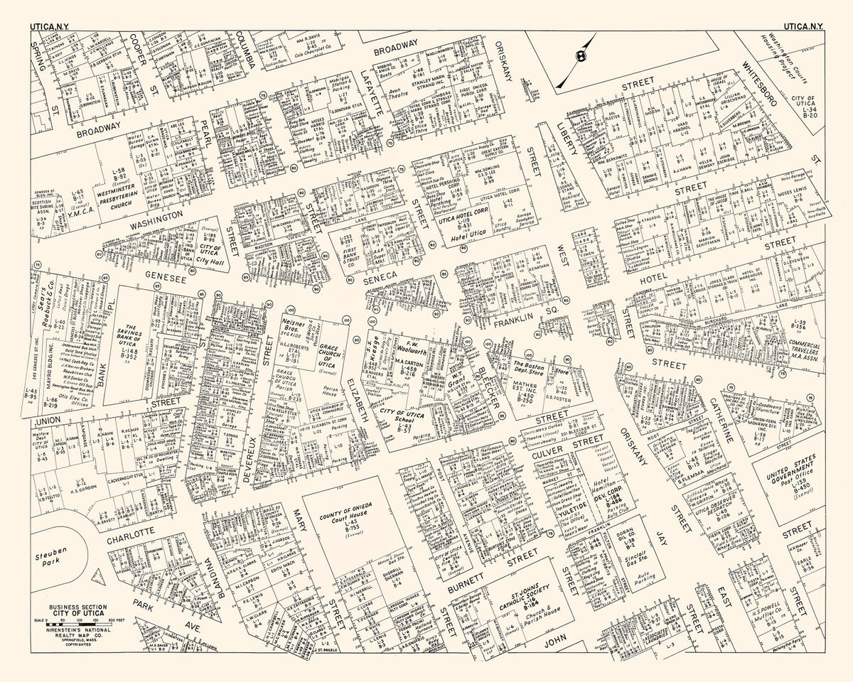 Preview of Vintage Map of Utica, NY Business Section 1947