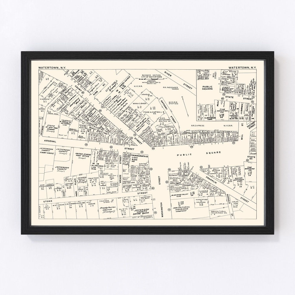 Watertown Vintage Map 1947
