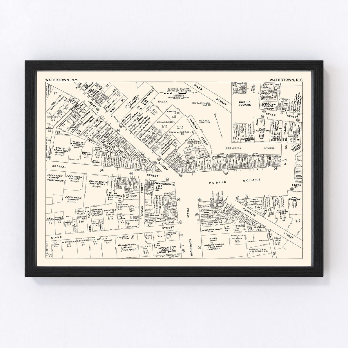 Watertown Vintage Map 1947