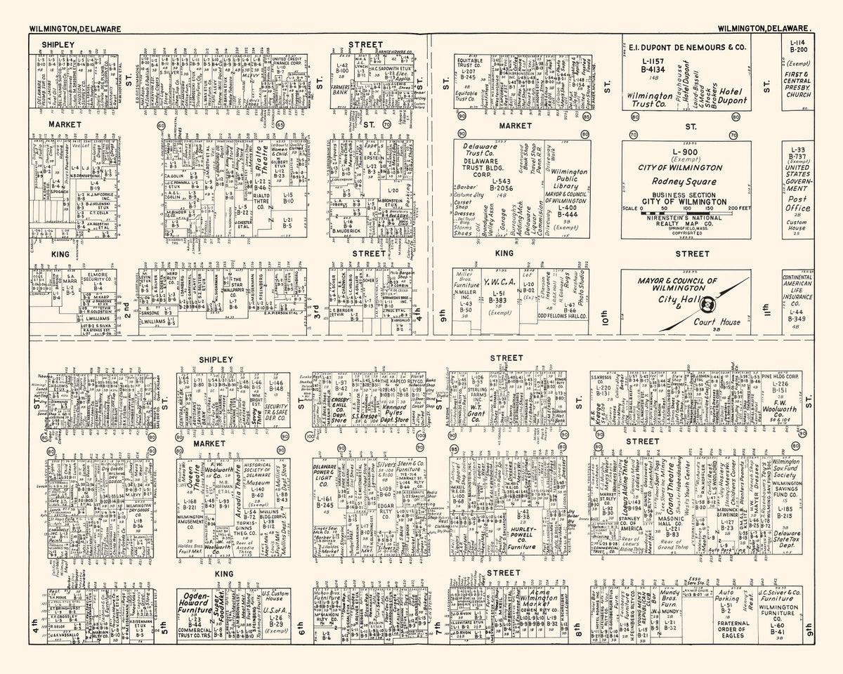 Preview of Vintage Map of Wilmington, DE Business Section 1947