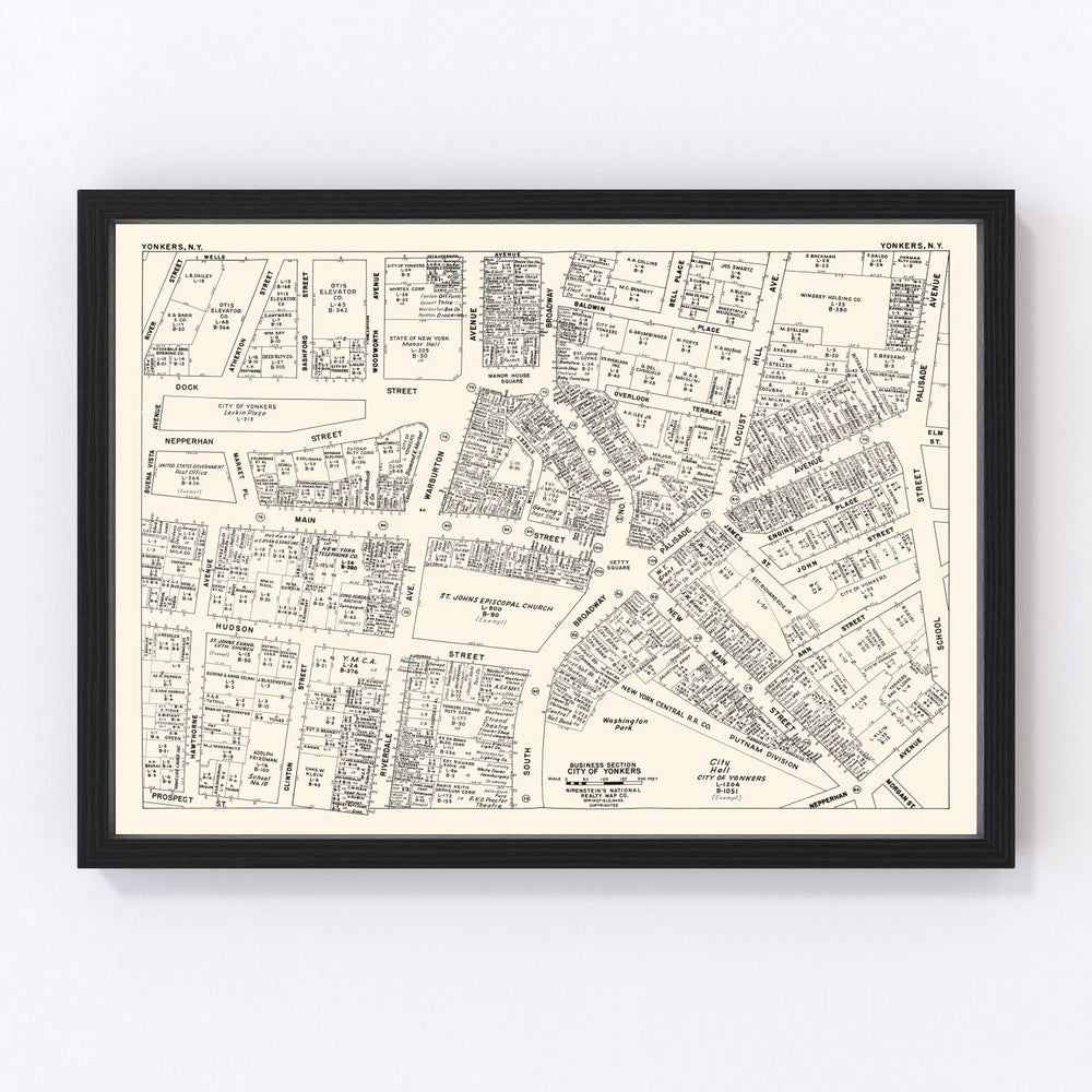 Yonkers Vintage Map 1947