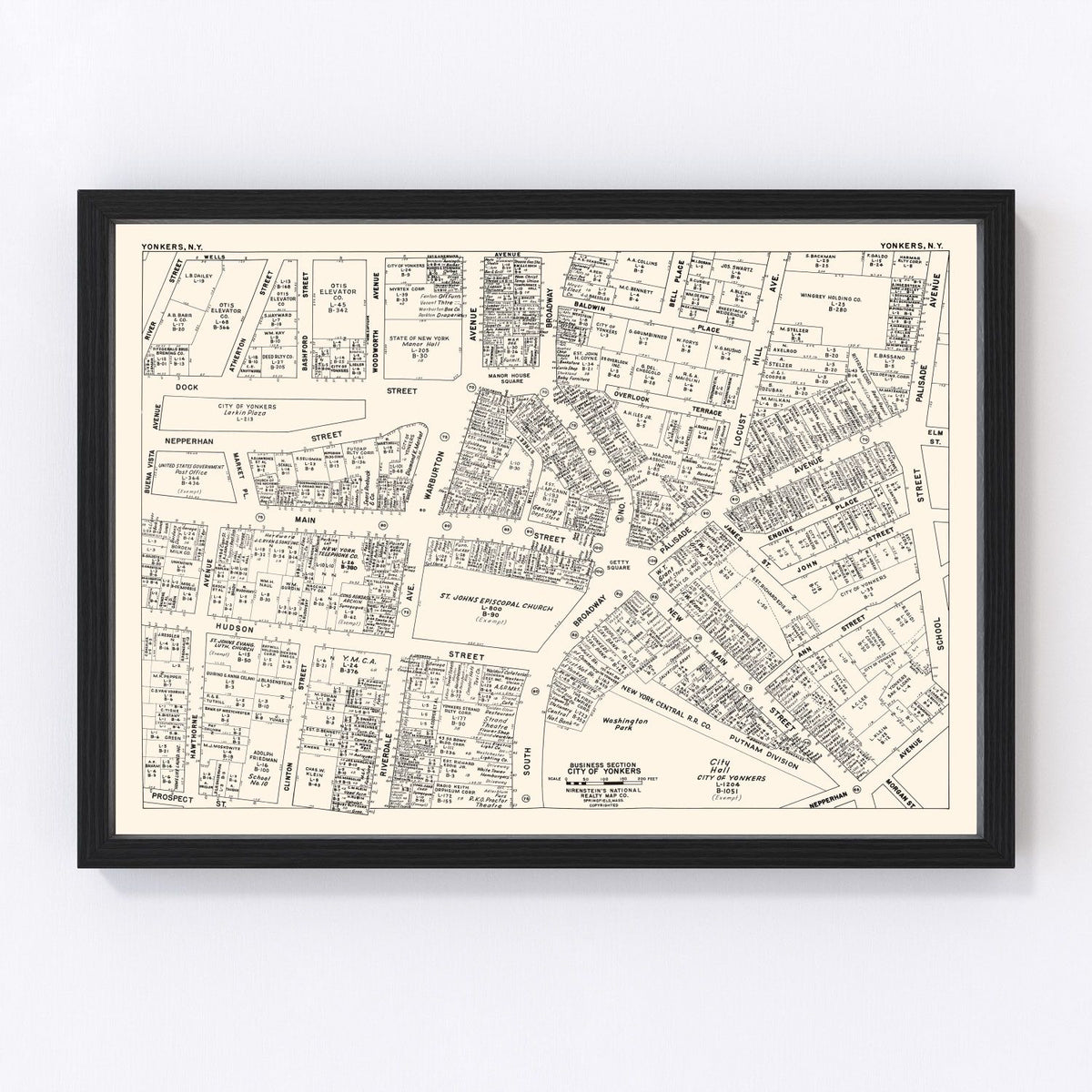Yonkers Vintage Map 1947