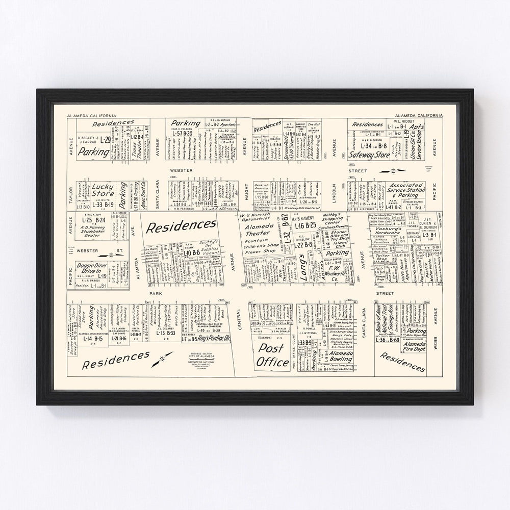 Alameda Vintage Map 1952