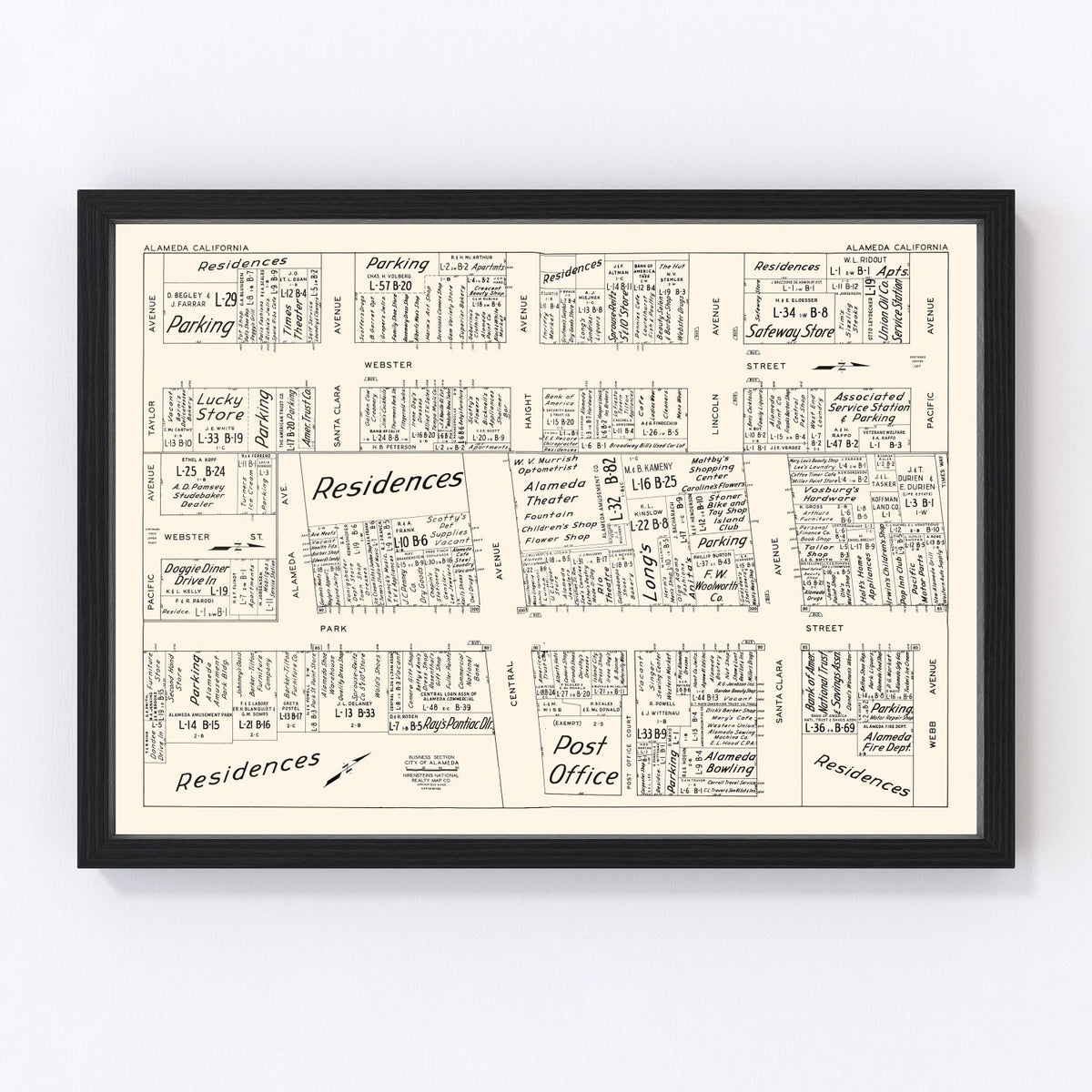 Alameda Vintage Map 1952