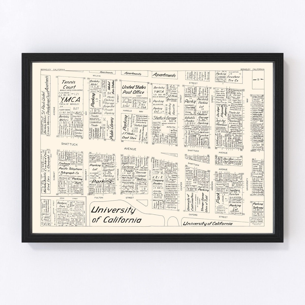 Berkeley Vintage Map 1952