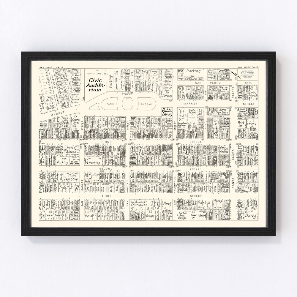 San Jose Vintage Map 1952